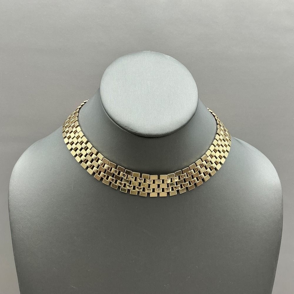 Vintage Choker Necklace Women Gold Tone Brick Link Chain Fashion Costume Jewelry